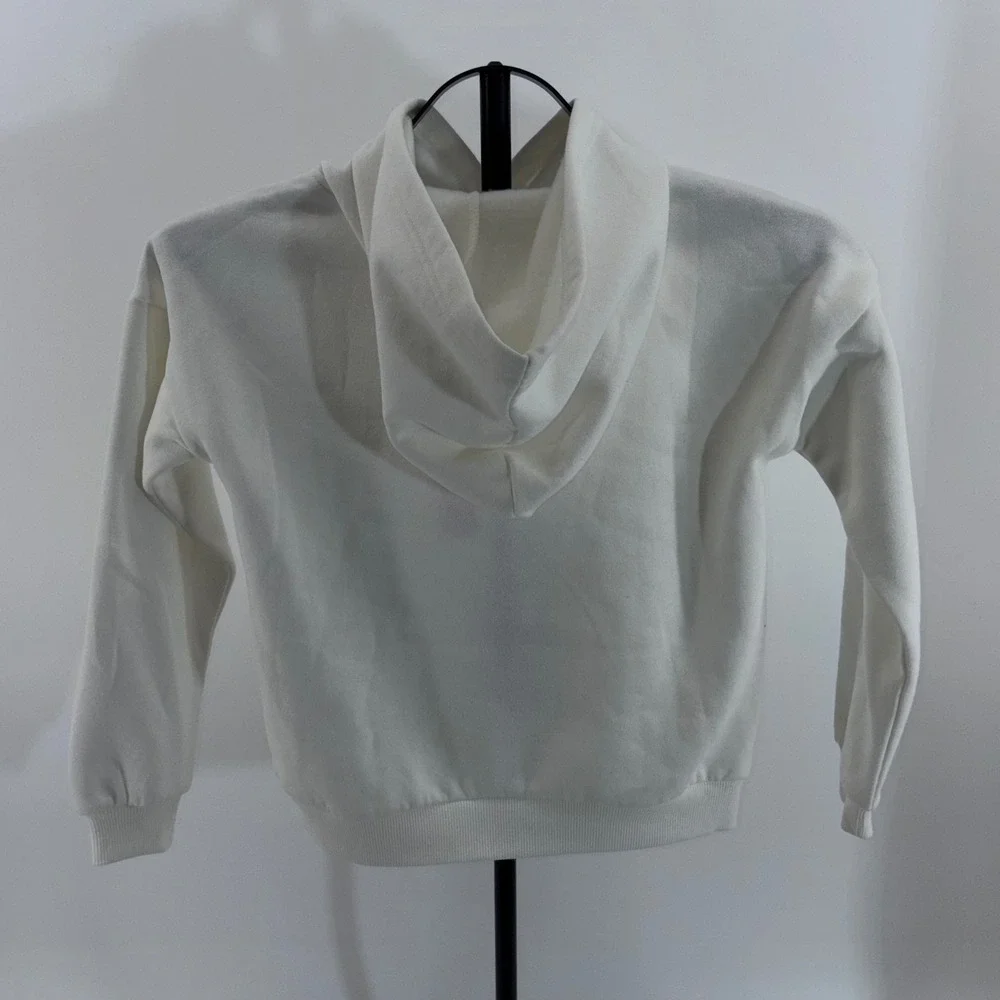 Aqua x Kerri Rosenthal Girls White Heart Patch Hoodie Sweatshirt M 9/10